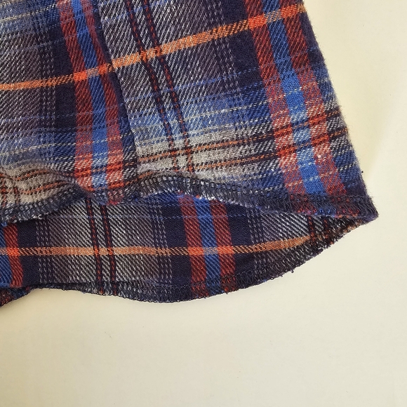 Wrangler Boys 10-12 shirt long sleeve Button down blue Plaid western 100% Cotton - Picture 8 of 10